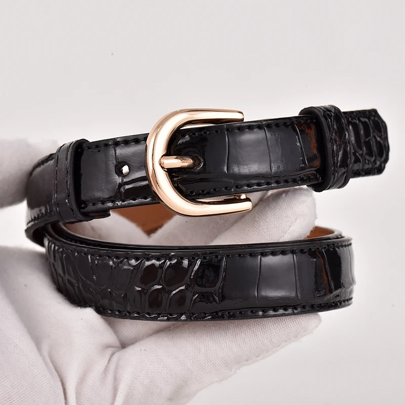 Cintura da donna con decorazione motivo coccodrillo, jeans versatili, abito con abito, pelle cinched in vita, cintura per pantaloni neri