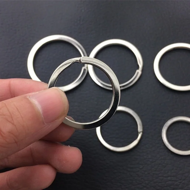 10-50pcs Stainless Steel Key Rings Polished sliver Round Flat Line Split Keyring for Jewelry Making Keychain DIY Finding 25-35mm