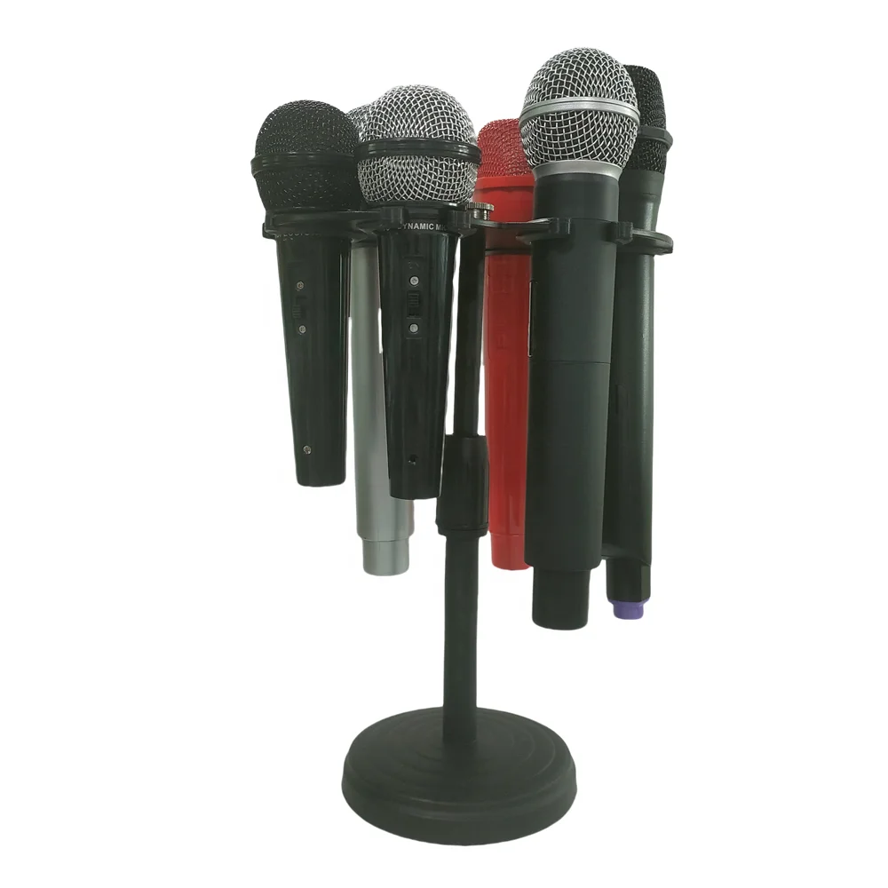 Custom Desktop Multiple Microphone Holder for 6 Wireless Wired Dynamic Microphones