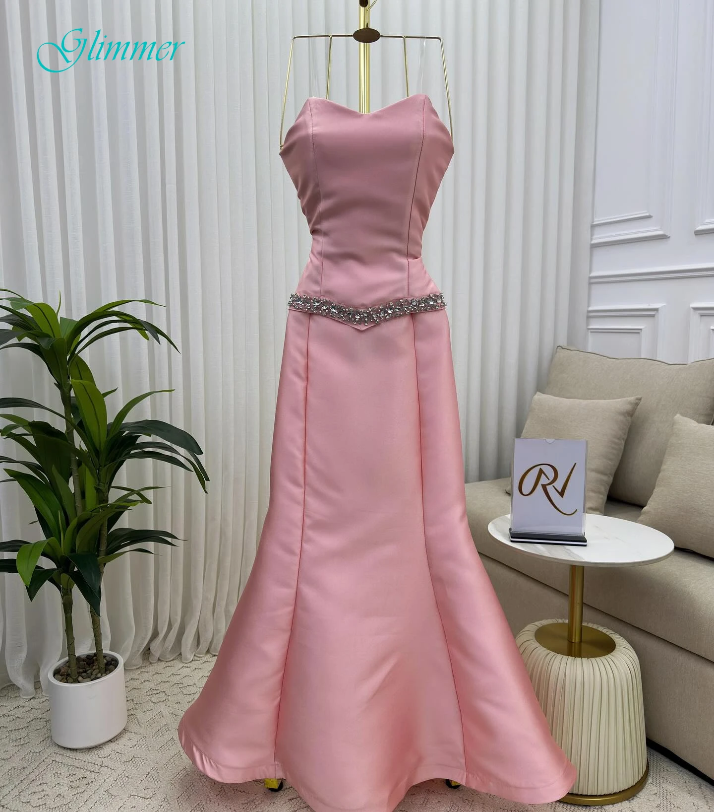 

Customized A-Line Strapless Elegant Classic Evening Dress and Delicate Temperament Celebrity Gowns High Quality Party Dress