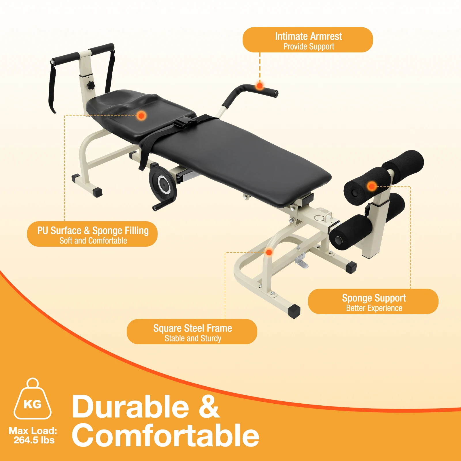 

Multifunctional Body Stretcher Massage Traction Bed Adjustable Spinal Decompression Bench for Neck, Shoulder & Back Pain Relief