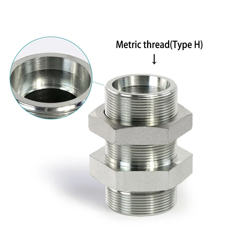 Hydraulic Lock Pipe Fitting M12-52 Ferrule Extension Straight Metric External Thread H-type Straight Through Plate Connector