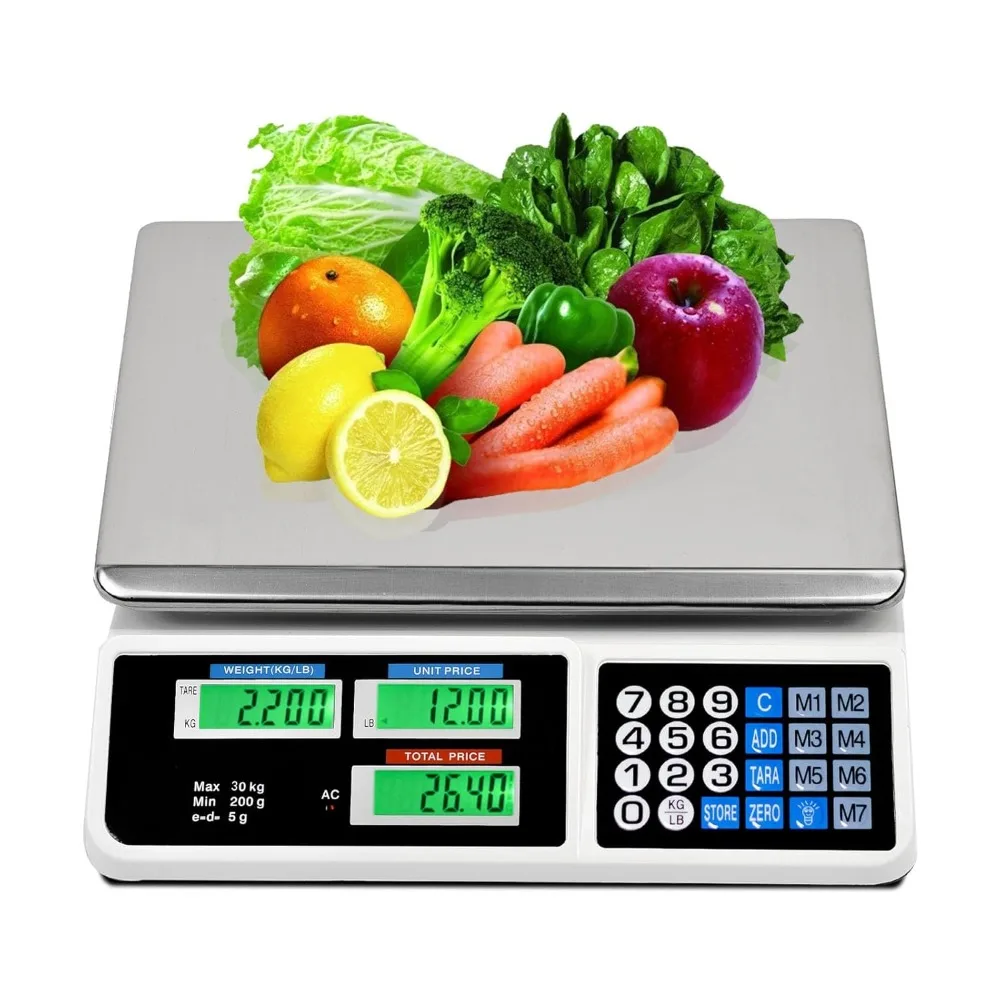 

Price Scale Electronic Price Computing Scale LCD Digital Commercial Retail Food Meat Weight Scales, Upgraded Version (66LB)