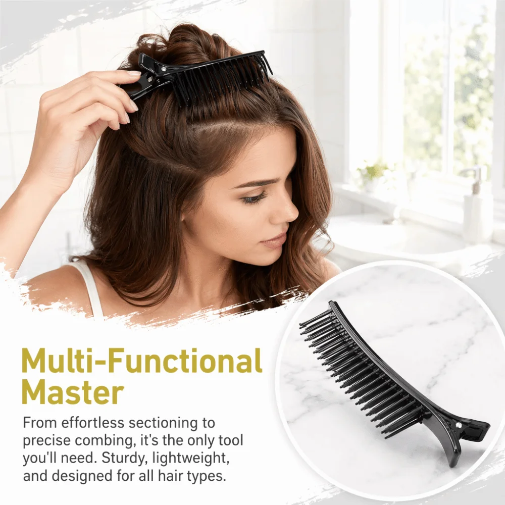 2PCS Durable Hair Sectioning Clips Efficient Black Hair Styling Clips Portable Multi-function Salon Hair Clips For Hairdressers
