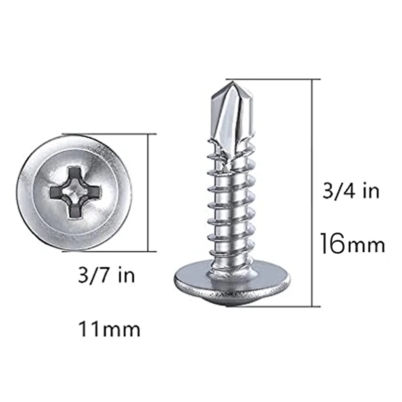 8X5/8Inch for Sheet Metal Self-Tapping Screws 410 Stainless Steel Truss Head High-Strength Quick Tapping Screws