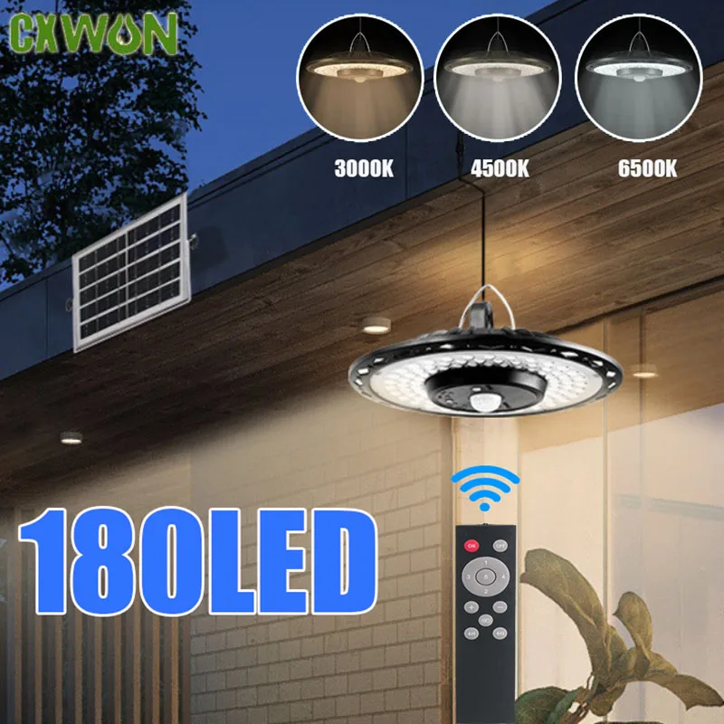 

Solar Light Indoor Outdoor 180LED Shed Light Design Waterproof 5 Modes Dimmable Remote for Barn Patio Gazebo 3000K-6500K Lamp