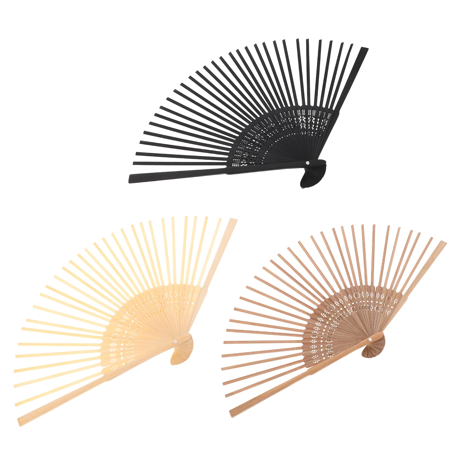

3pcs Bamboo Handmade Folding Fan Sturdy Japanese Style Frame Craft DIY Decorative Handheld Foldable Fan Ribs Vintage