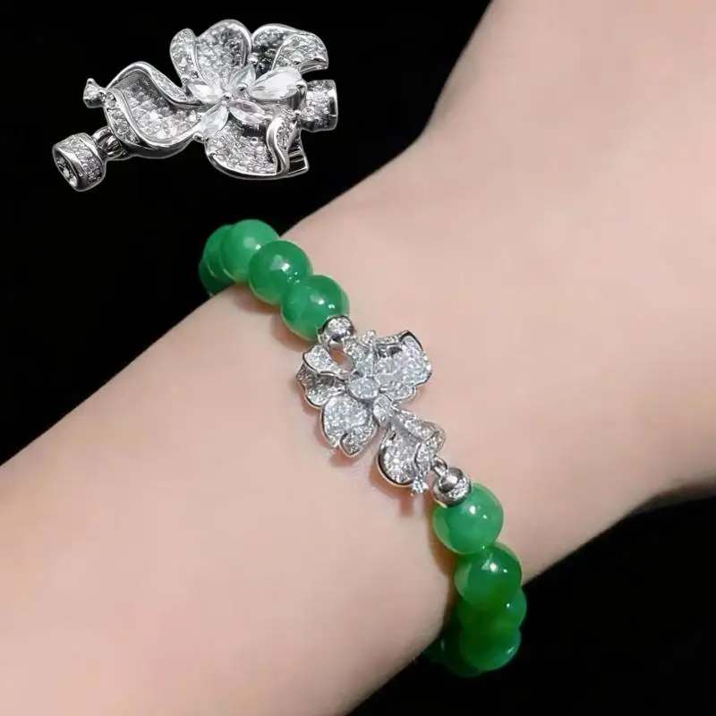 SUSU 1Pcs Pearl Necklace Bracelet Connecting Buckle Zirconium Flower Petal Buckle DIY Jewelry Making Materials Accessories