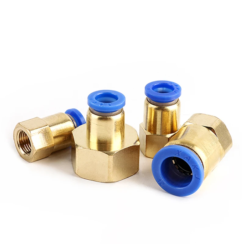 PCF Air Pipe Fittings 4 6 8 10 12 16mm Hose Tube BSP Female Thread Brass Pneumatic Connector Quick Joint Fitting 1/8