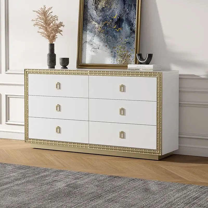 Luz americana de luxo, armários de quarto de madeira maciça 6 armários de baú La Rochelle simples e moderno luz francesa, armários laterais de jantar