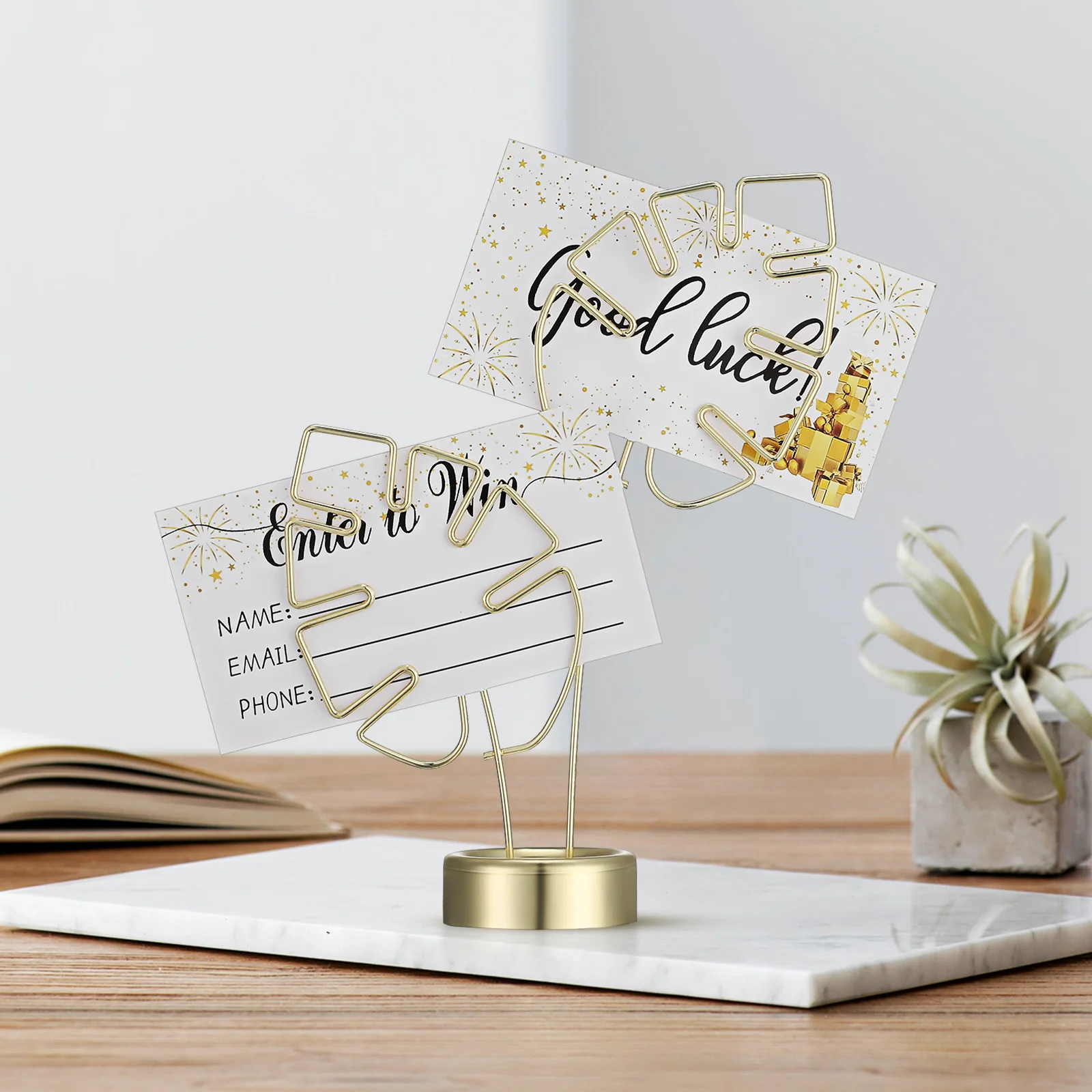 

Monstera Shape Metal Photo Clips Creative Tabletop Memo Clamp Wedding Birthday Decoration Desktop Organizer Iron Cards