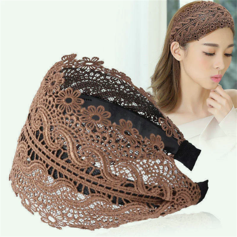 Gorgeous Wide Lace headbands For Women Fashion Hairbands Girl Foral Head Hair Hoop Female Headwear Hair Accessories