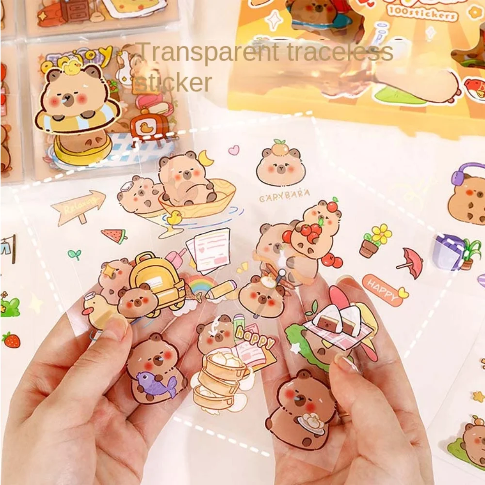 Cartoon Capybara Stickers No Repeat Food DIY Decorative Sticker Scrapbook Decoration Decoration Stationery Sticker