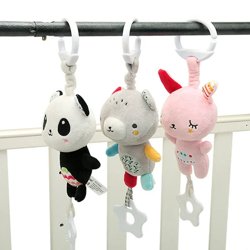 Infant Toddler Rattles Toys for Baby Stroller Crib Soft Bear Bunny Style Pram Hanging Toys Plush Appease Doll Bed Accessories