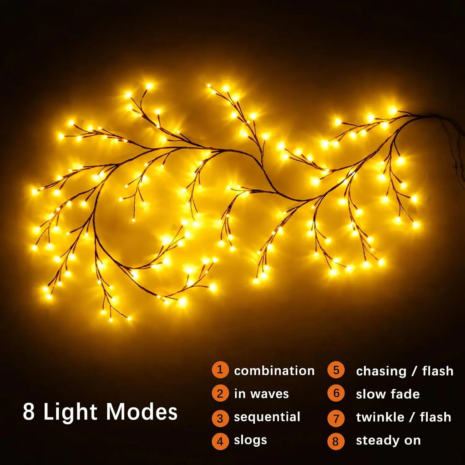 Willow Vine LED String Lights USB Bendable DIY Fairy Light 8 Mode Lighting Vine Branch Light for Bedroom Wall Festoon Decor Lamp