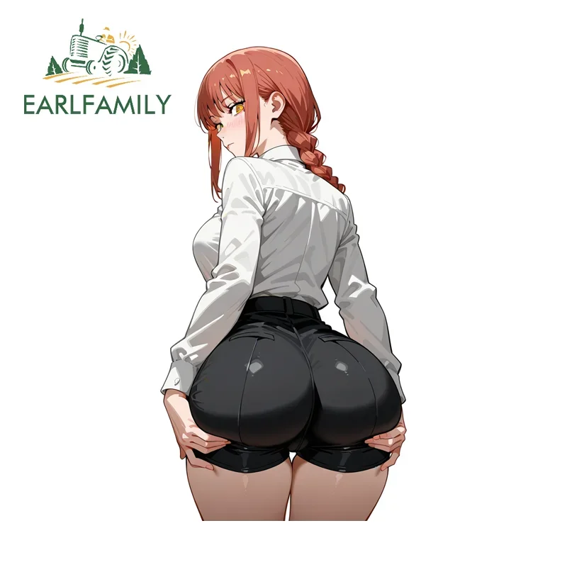 EARLFAMILY Cool Makima Hands Supporting Buttocks Car Stickers Vinyl Waterproof Refrigerator Decal Creative Scratch-Proof Decor