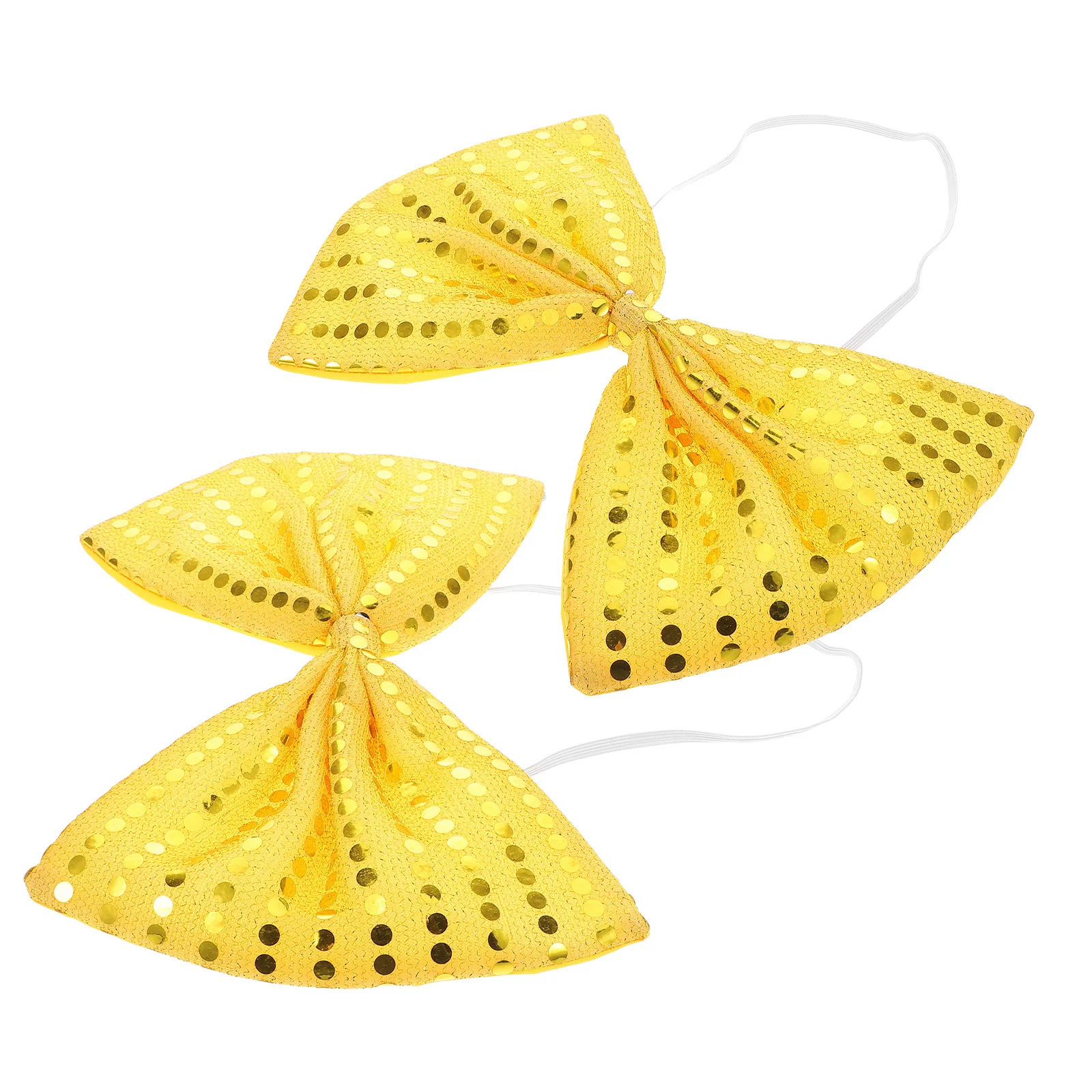 

2Pcs Sparkly Sequin Bow Tie Pre-Tied Gold Oversized Bowties Large Decorative Costume Masquerade Mardi Gras Party