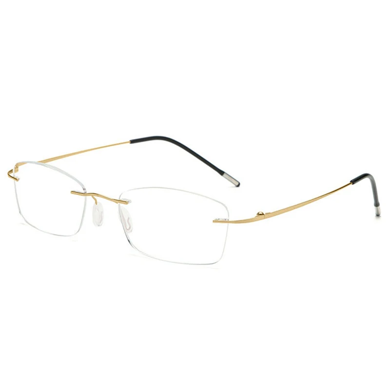 Gafas de lectura con bloqueo de luz azul para hombre, anteojos sin montura de titanio con memoria TR90, para presbicia + 1,0 + 1,5 + 2,0 + 2,5 + 3,0