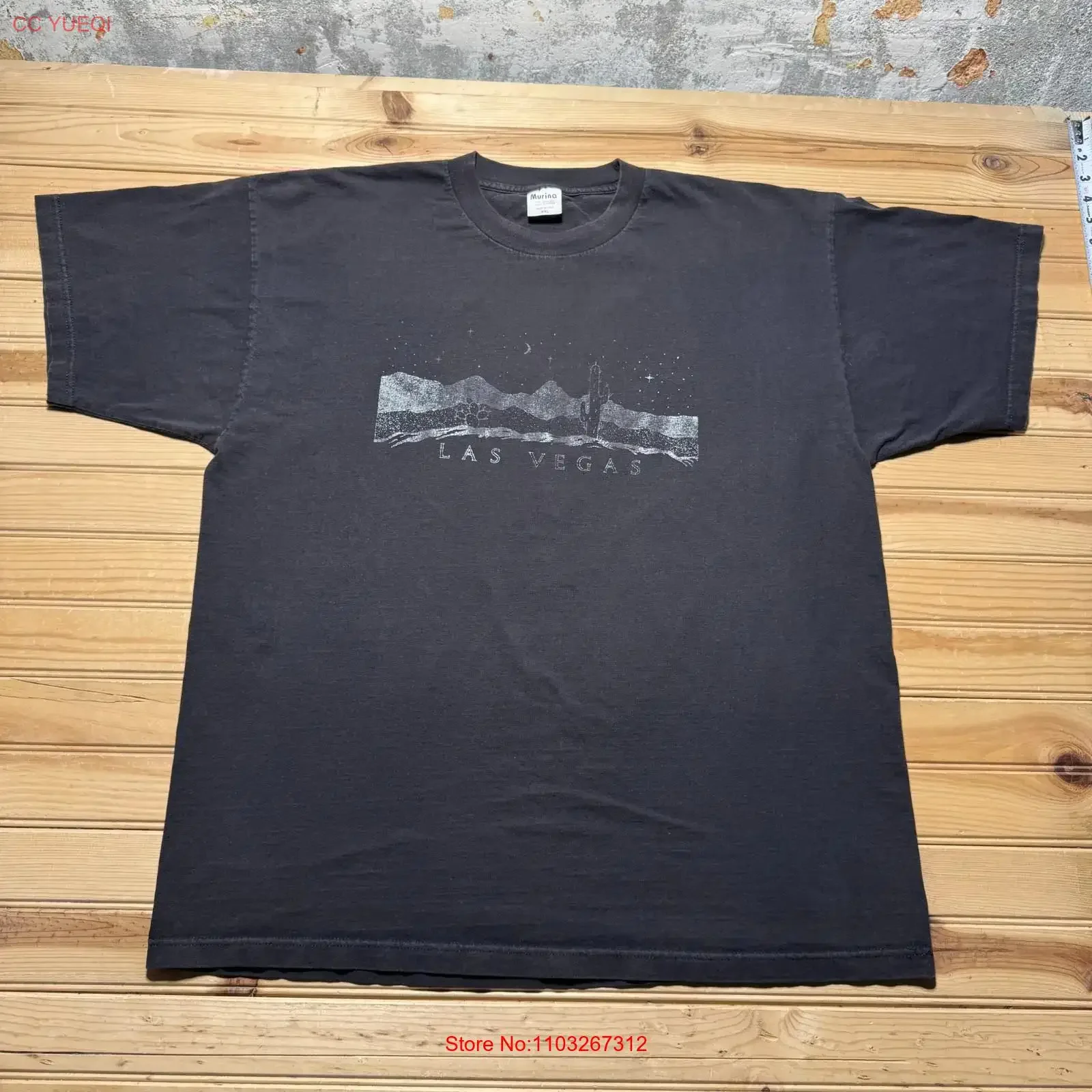 Camiseta Vintage de los 90 con Paisaje de Cactus del Desierto de Las Vegas, Souvenir de EE. UU., Talla XXL, Lavado Vintage, Casual, Unisex, Versátil, a la Moda
