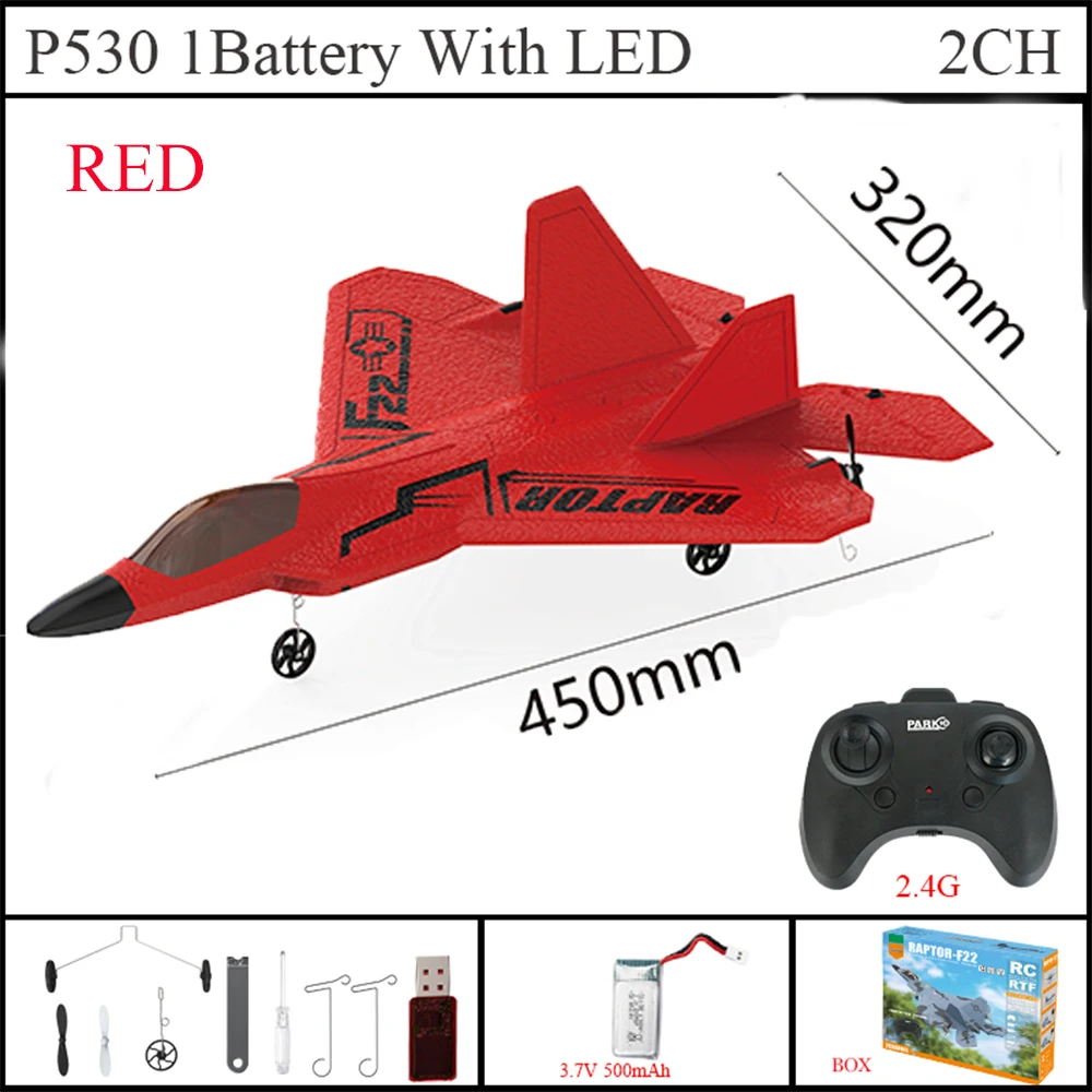 Top 2.4G 2CH RC Airplane Raptor F22-P530 Colorful Colors Warplane Version LED Light With Gyroscope Toys A Gift For Boys Gift
