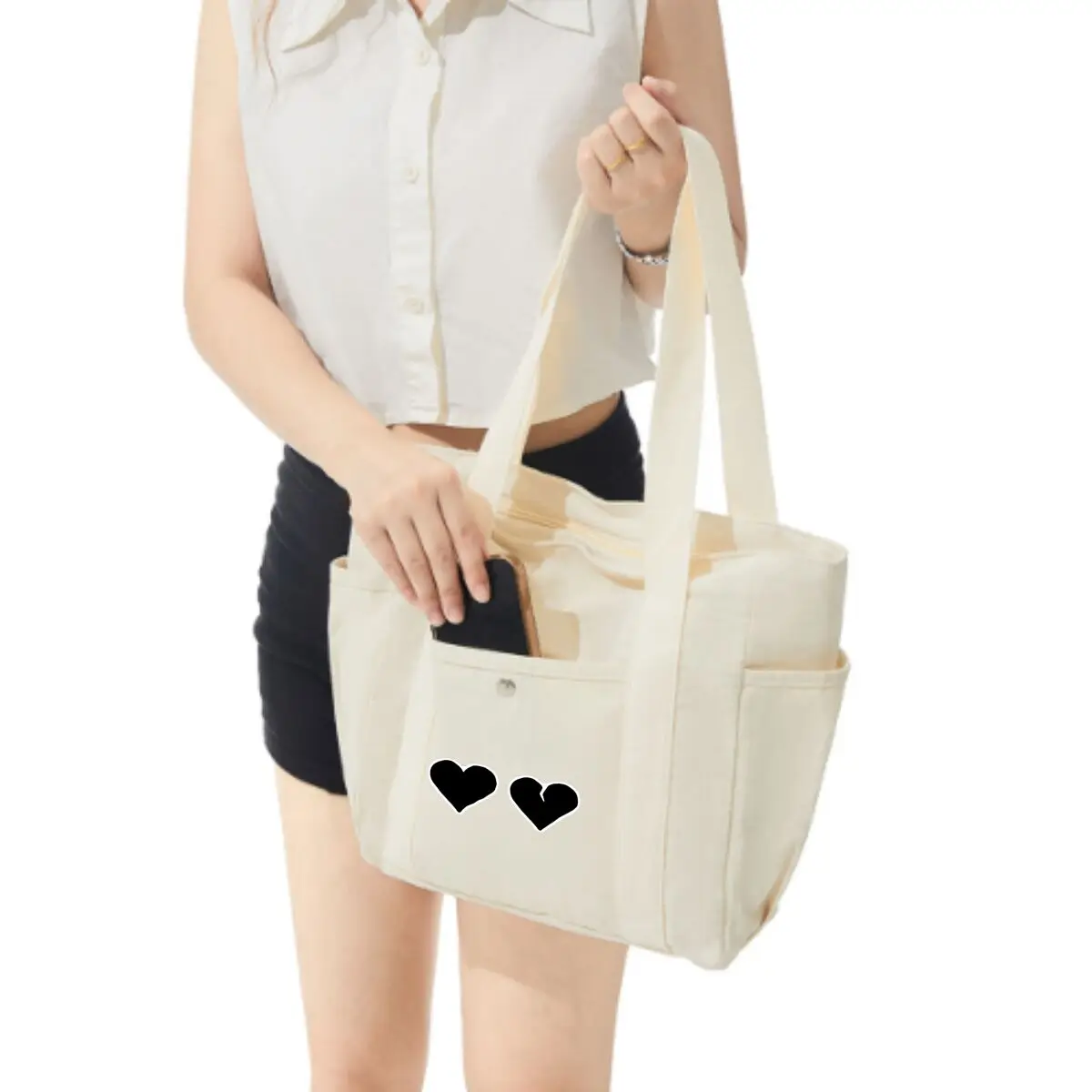 Broken Heart Silhouette High-End and Large-Capacity Tote Bag Single Shoulder Tote Bag