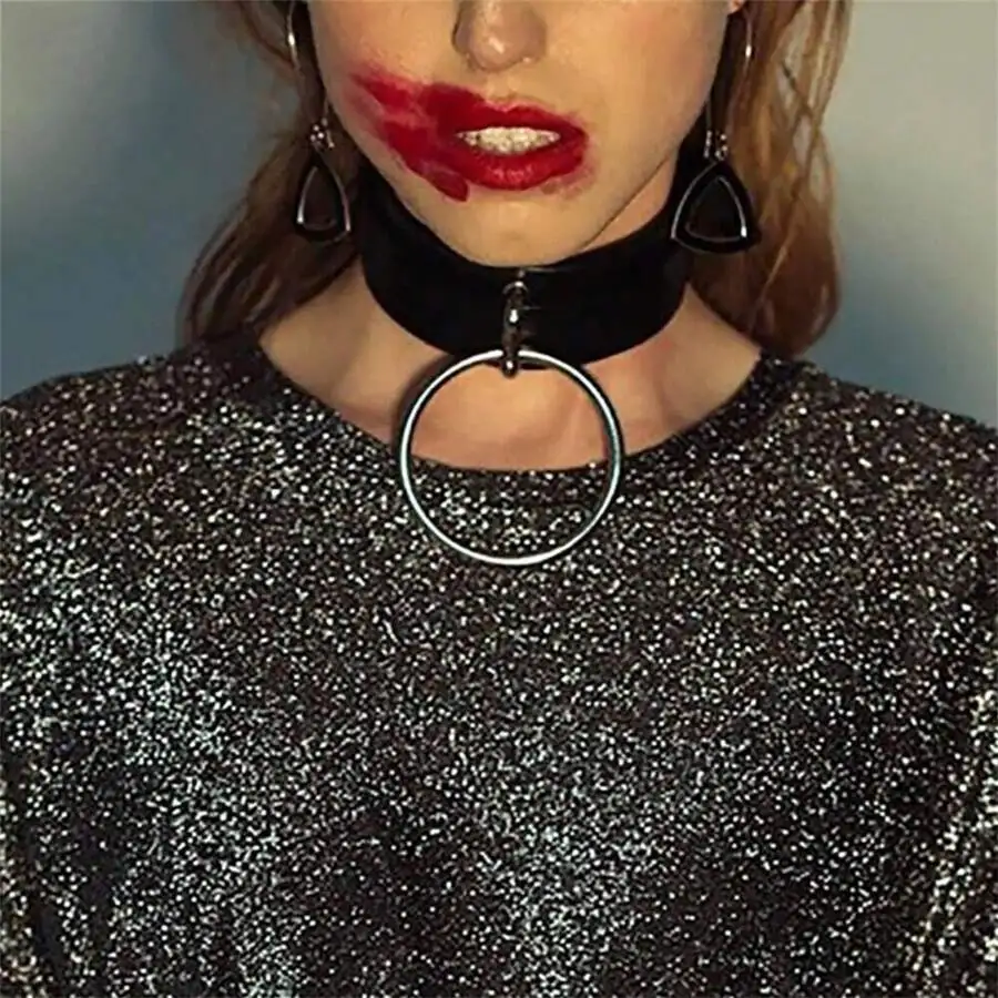 Women's PU Leather Neck Harness Body Bondage Belt Party O-Ring Collar Choker Necklace Women Sexy Cosplay Choker Faux Leather image 5
