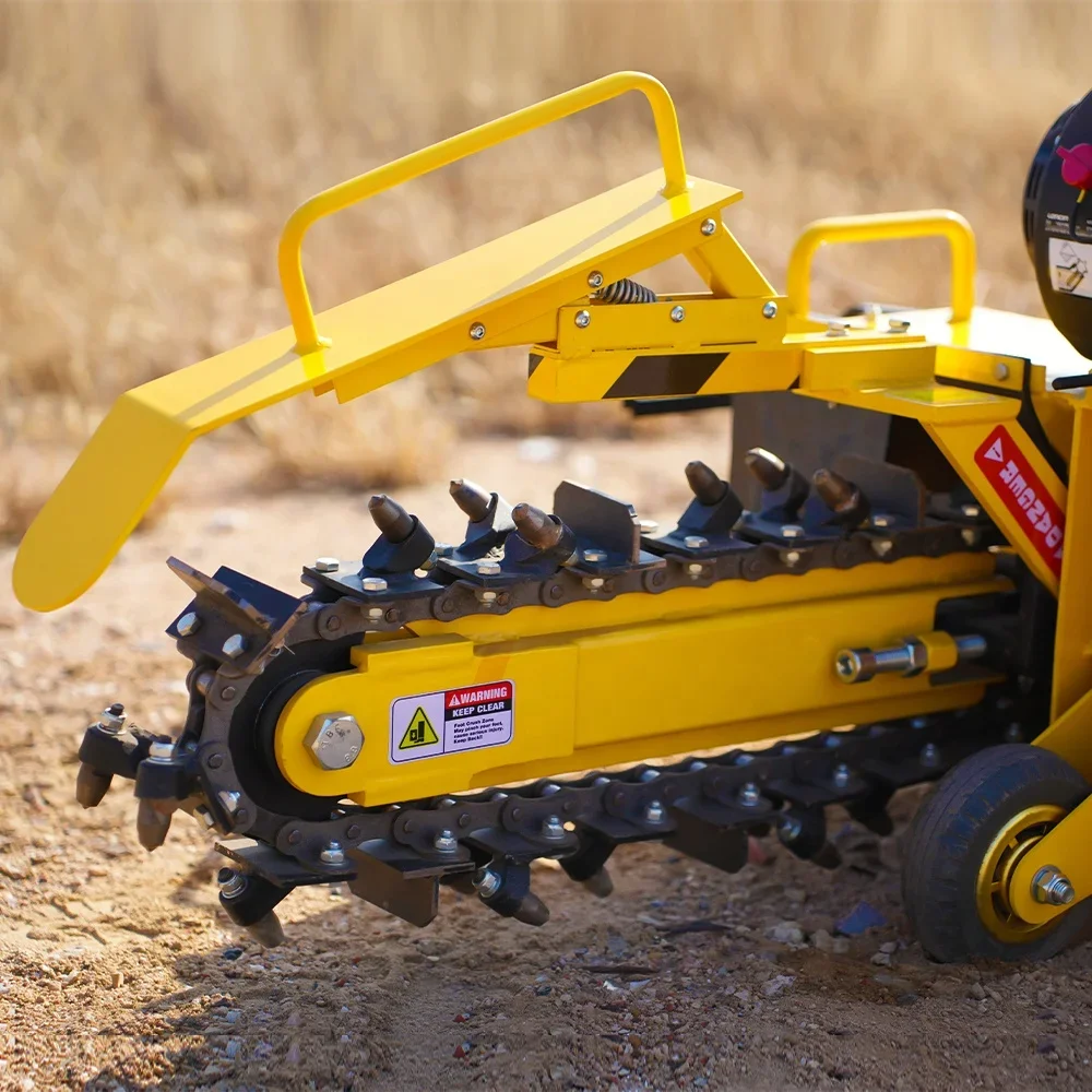 Mini Trencher Ditcher 7HP Max Depth 450mm Farm Trencher with Chain Saw Ditching Mini Trencher