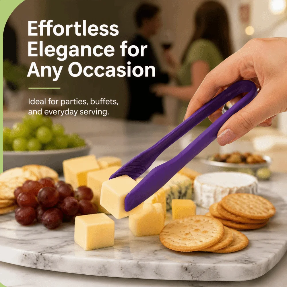 6PCS Durable PP Food Tongs Non Slip Assorted Size Toaster Tongs Heat Resistant Serving Tongs Baking