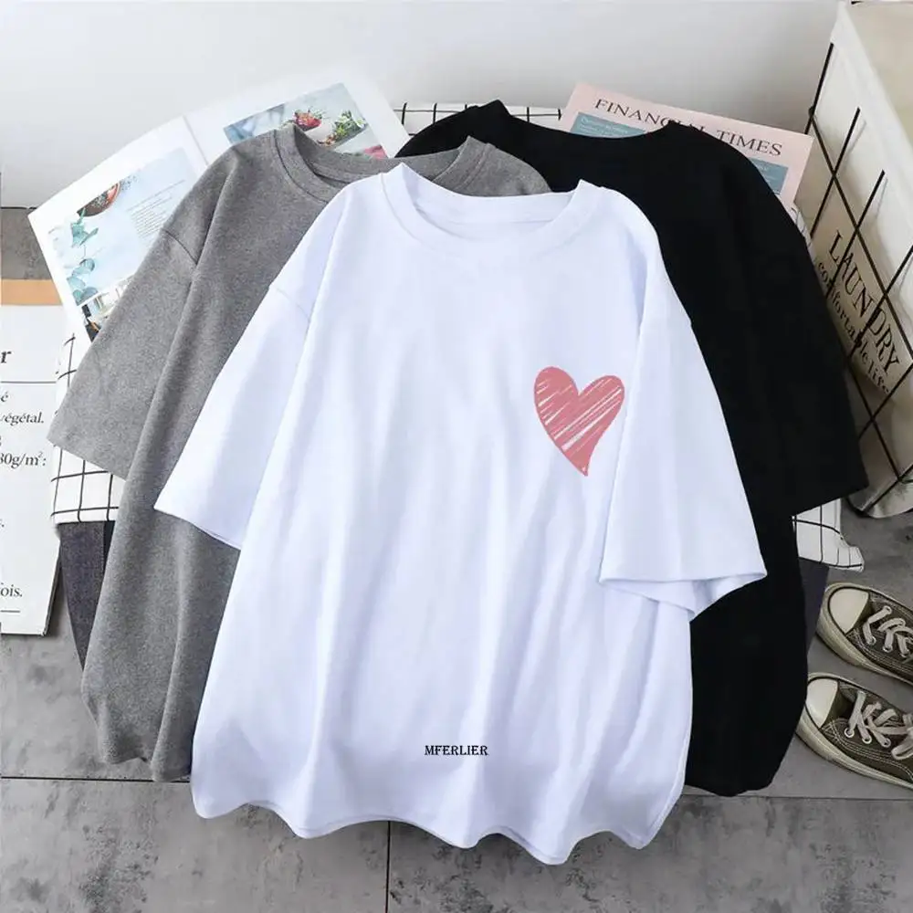 Large Size 6XL 150kg Cotton Hearted T Shirt Women Summer V Neck Casual Short Sleeve Basic T Shirts Tees