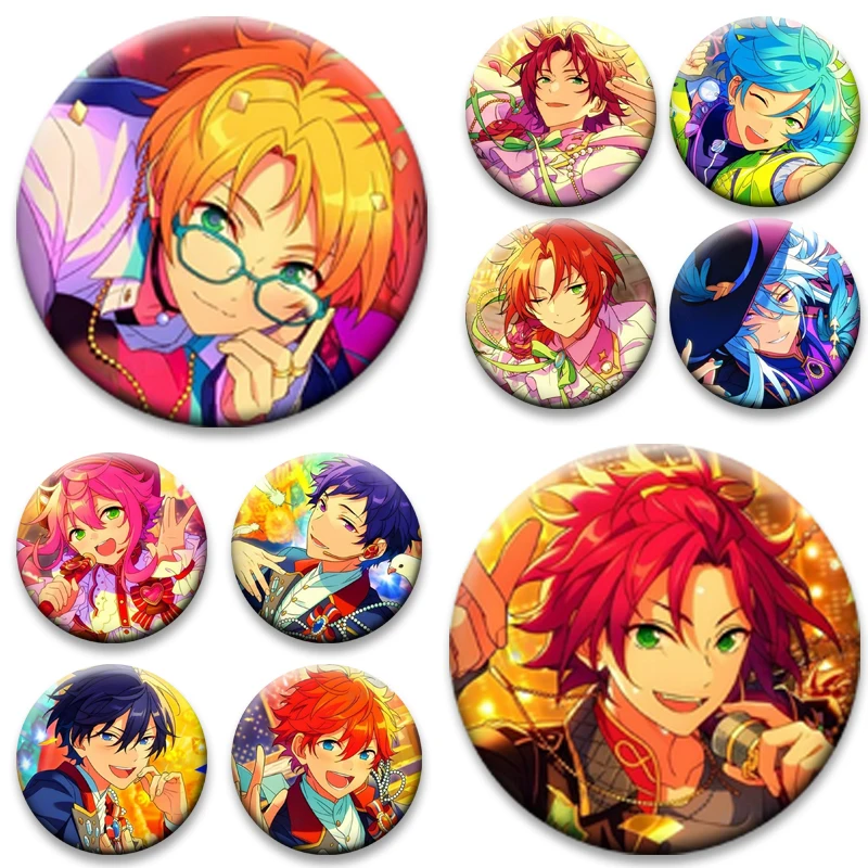 Anime Game Music Band Ensemble Stars Creative Brooches Wataru Yuzuru Button Pins Round Badge for Clothes Backpack Decor Gifts
