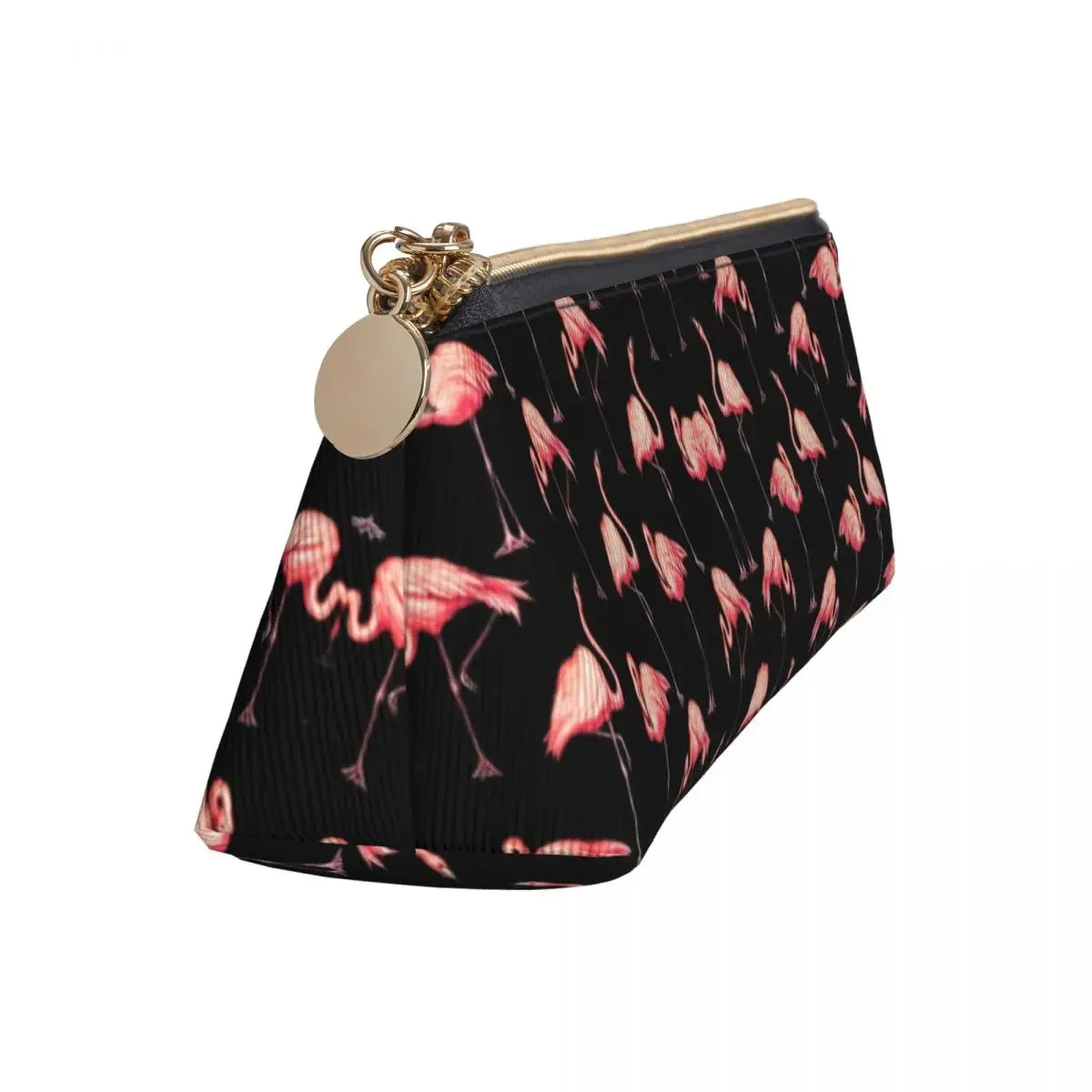 Trousse à crayons motif flamant rose, sac portable Kawaii noir pour filles et garçons, étuis d'école rétro à fermeture éclair, papeterie personnalisée