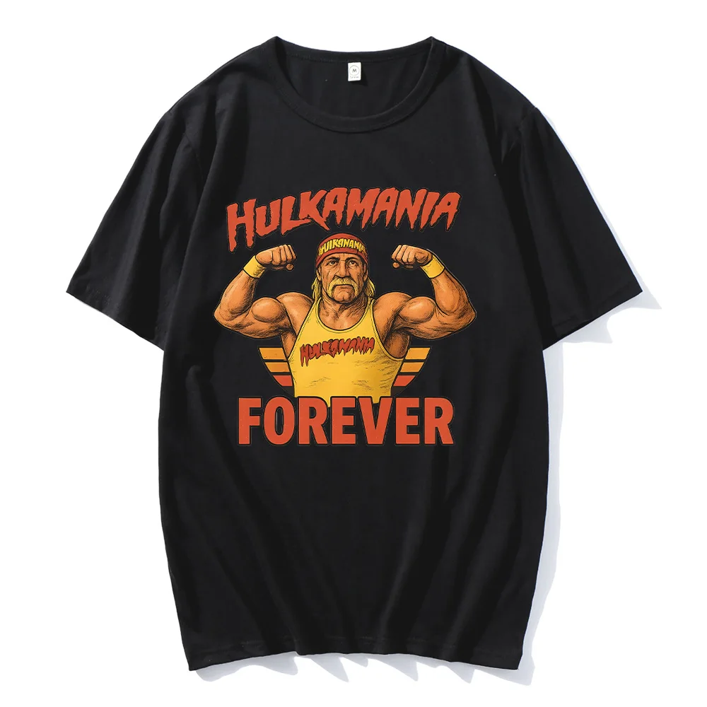 

Hulkamania Forever Retro T Shirts Hulk Hogan Legends Graphic Tees Men's Clothes Summer Comfortable Cotton Breathable Sportswear