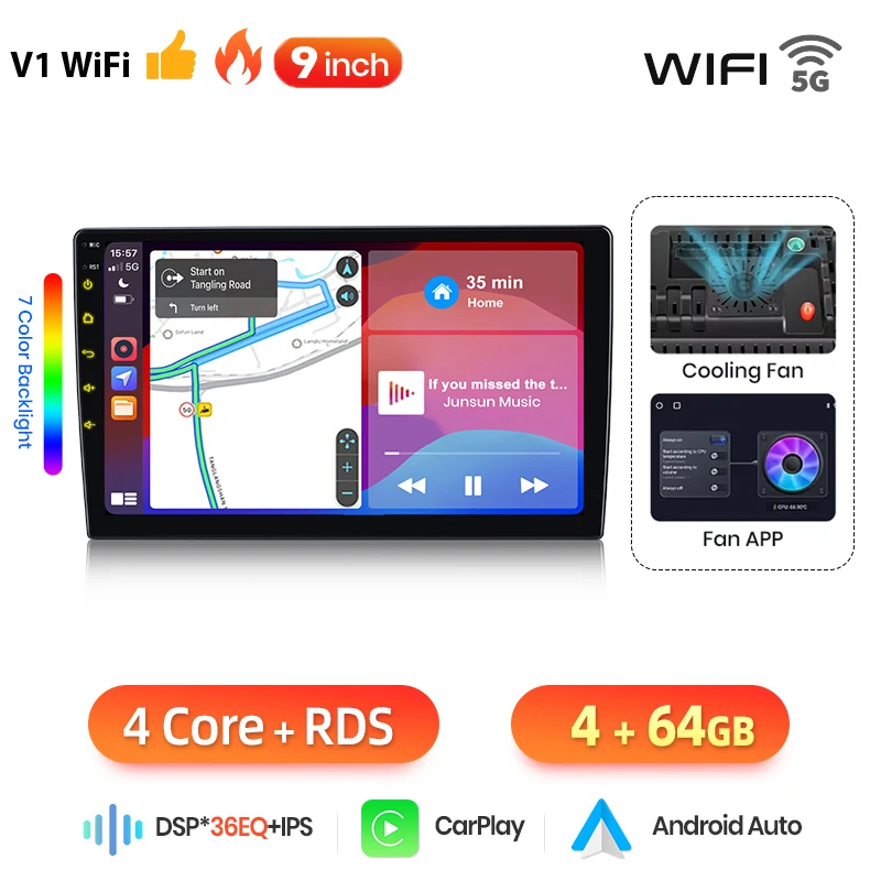 Junsun draadloze CarPlay Android autoradio voor Peugeot 207 2006-2015 GPS navigatie 8-core DSP RDS BT radio Italië service