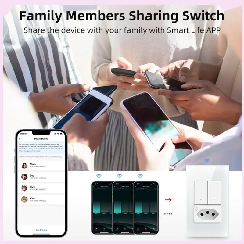 B24B Tuya Wifi Smart Switch Brazil Socket Light Switch Work Voice Control Smart Switch Brazil Plug