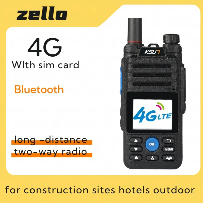 Zello Professional Walkie Talkie KSUN ZL10 4g (with Sim Card)Powerful Bluetooth Long Range Two-Way Radio For Hotel Outdoor