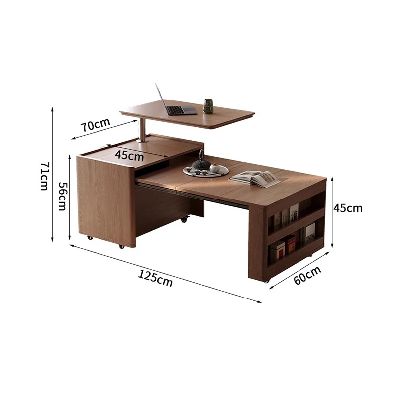 Wabi Sabi Multifunction Coffee Tables Convertible Design Living Room Storage Coffee Tables Lift Top Movable Mesinha Furniture