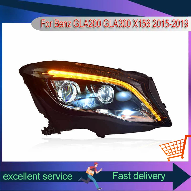 2 PCS Auto Lights For Mercedes Benz GLA200 GLA300 X156 2015-2019 Front Lamp Modified DRL Headlight LED Tool Car Part Accessories