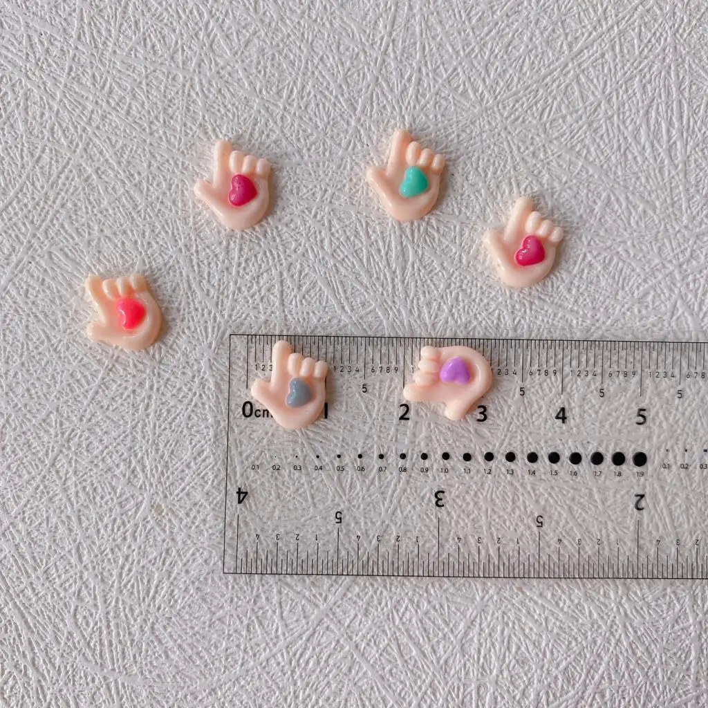 30PCS 3D Resin Nail Art Palm Charms Kawaii Accessories Gesture Heart Design For Nails Decoration Manicure Supplies Materails