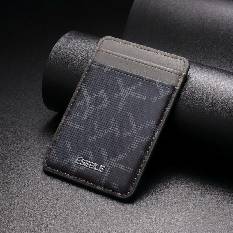 Ultradünnes PU-Leder-Portemonnaie mit zwei Kartenfächern für MagSafe, magnetischer Kartenhalter, geometrisches Buchstabenmuster, für iPhone und Samsung-Serien. – Detail 13