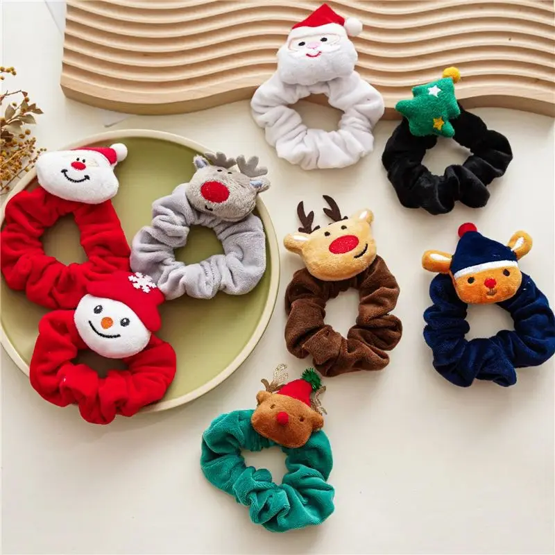 

Colourful Cartoon Hair Ring Christmas Sausage Hair Tie Women's Tie Hair Rope Fashion Girls Hair Clip Winter Hair Accessories