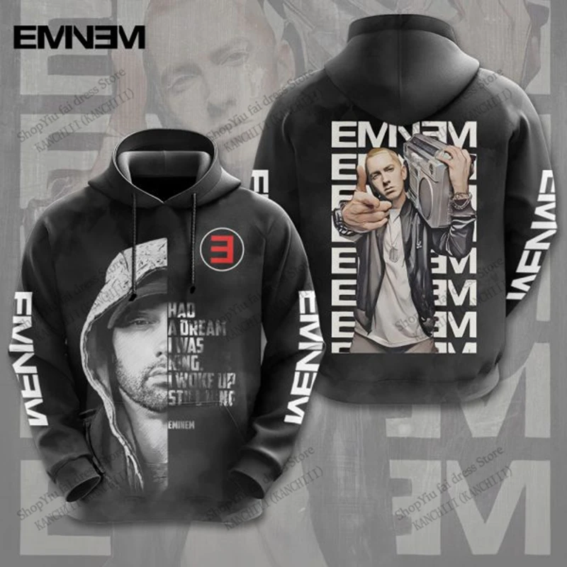 مغني الراب ايمينيم ثلاثية الأبعاد طباعة هوديي الرجال النساء موضة هوديس البلوز الصبي معاطف النساء تعرق ايمينيم ثلاثية الأبعاد الملابس مصمم الملابس جديد