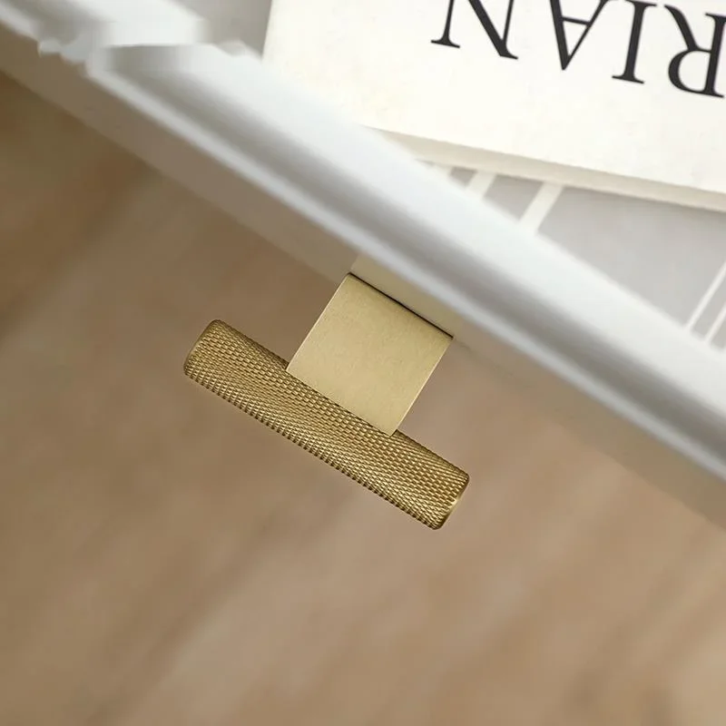 Gold Knurled/Textured simple kitchen cabinet knobs and handles Drawer Pulls Bedroom Knobs Brass Cabinet Hardware