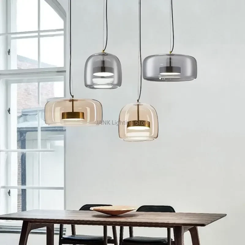 Imagem -02 - Italiano Led Designer Glass Teto Chandelier Amber Pendant Light Pendurado Lâmpada para Sala de Estar Quarto Cozinha Bar Smoke Grey Glass