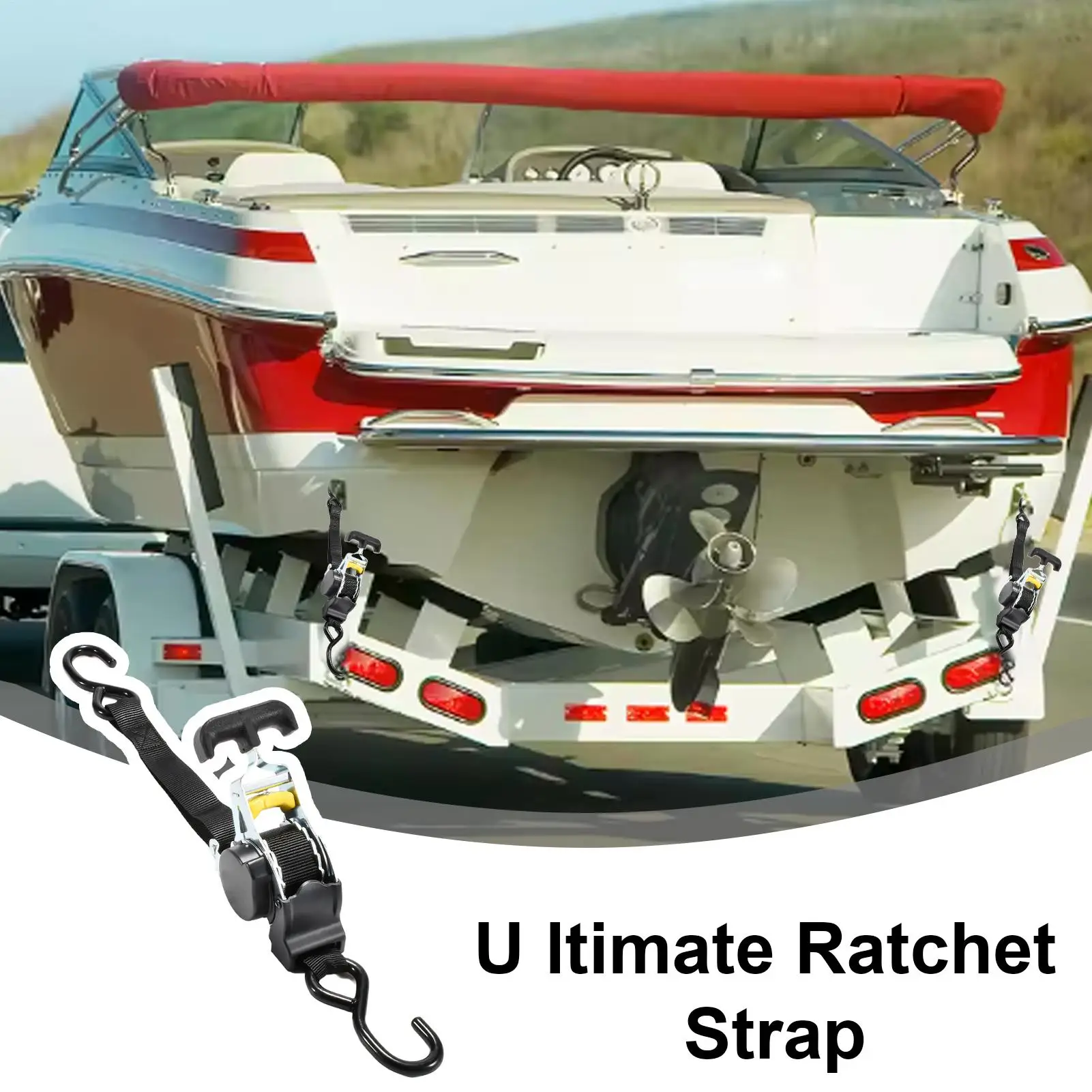

Retractable Ratchet Tie-Down Straps Bed Mounted Ratchet Straps With Plate Load Binding Automotive Tools For Cargo Trailer Kayak