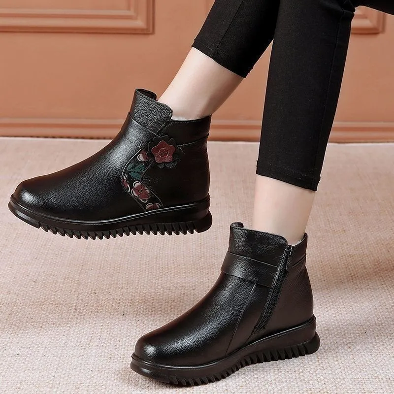 Women's Boots 2023 Winter Plush Warm Snow Boots Non-slip Thick-soled Fashion Mother Shoes Cold-proof Thick Ladies Ankle Boots