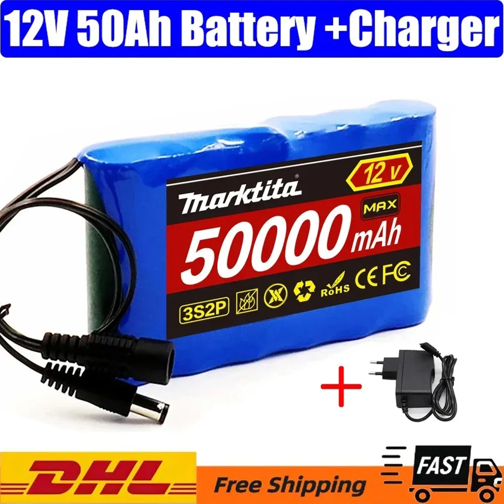 

Superior quality 3S2P DC 12V 50000mAh 18650 Li-ion Rechargeable Battery Pack Charging Power Bank For GPS Car Camera