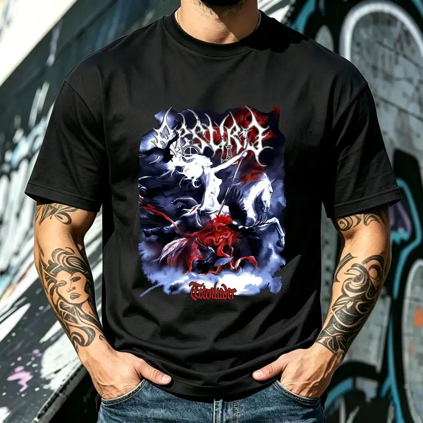 washed T Shirt Absurd German National Socialist Cotton Black All Size AB210 vintage Washed fashion Versatile Stretched homme