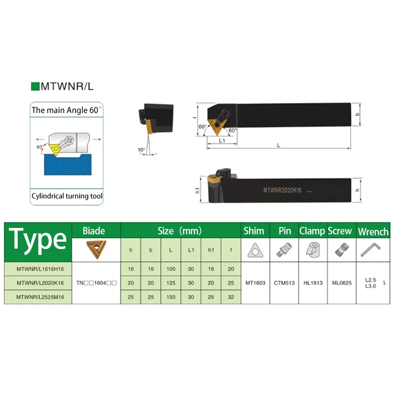 KaKarot External Turning Tool Holder MTWNR1616H16 MTWNR2020K16 MTWNL2525M16 TNMG160408 Carbide Inserts MTWNR Lathe Cutting Tools