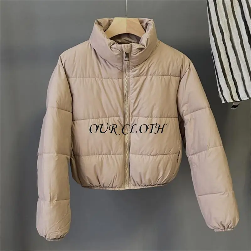 

Womens Winter Warm Full Zipper Stand Collar Puffer Jackets Short Coat Padded Long Sleeve Lightweight Coat with Pocket Y1AC