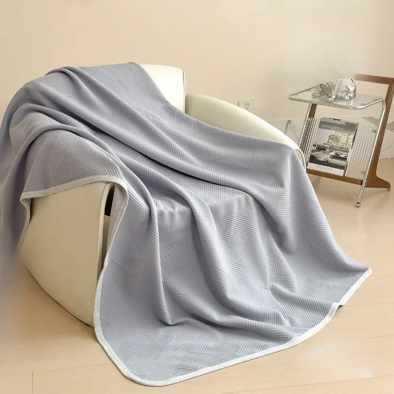 Summer cotton solid color three-layer gauze blanket thin air conditioner blanket office nap towel quilt pure cotton sofa blanket